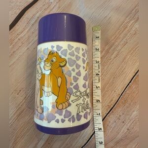 Rare Aladdin The Lion King Simba & Nala plastic thermos with cup 1990’s Disney